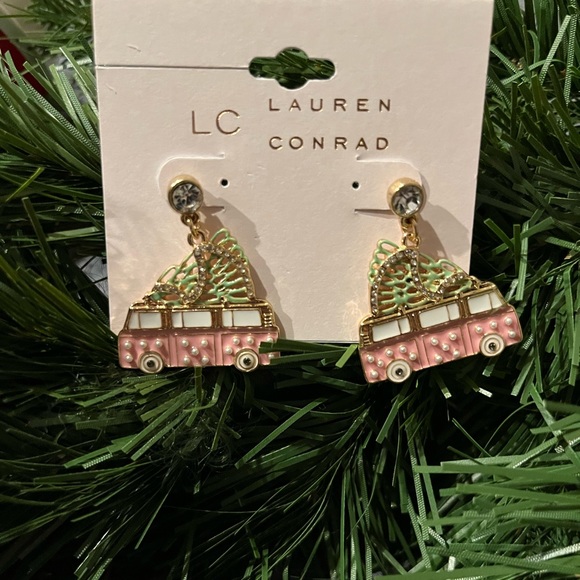 LC Lauren Conrad Jewelry - Pink Christmas tree on pink truck holiday Earrings